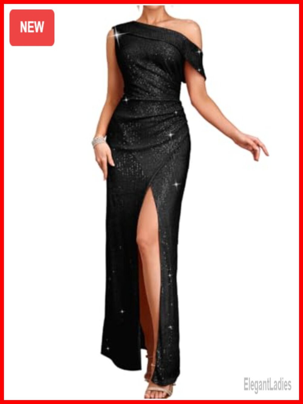 Sequin One Shoulder Maxi Formal Dress with Slit
